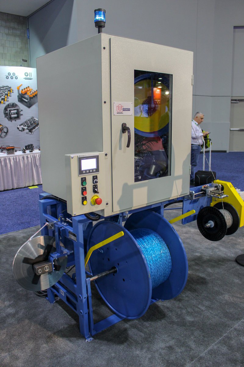Wardwell_Co's tweet photo. Here’s what we featured at #Interwire19 - The W16-W150-FW with W6-355 carrier speedmaster braider. #wirebraiding #wire #braidingmachine #WardwellBraiding #mfg #manufacturing #industrial #tradeshow #throwbackthursday @WireAssociation https://t.co/zYYWuNkS1F