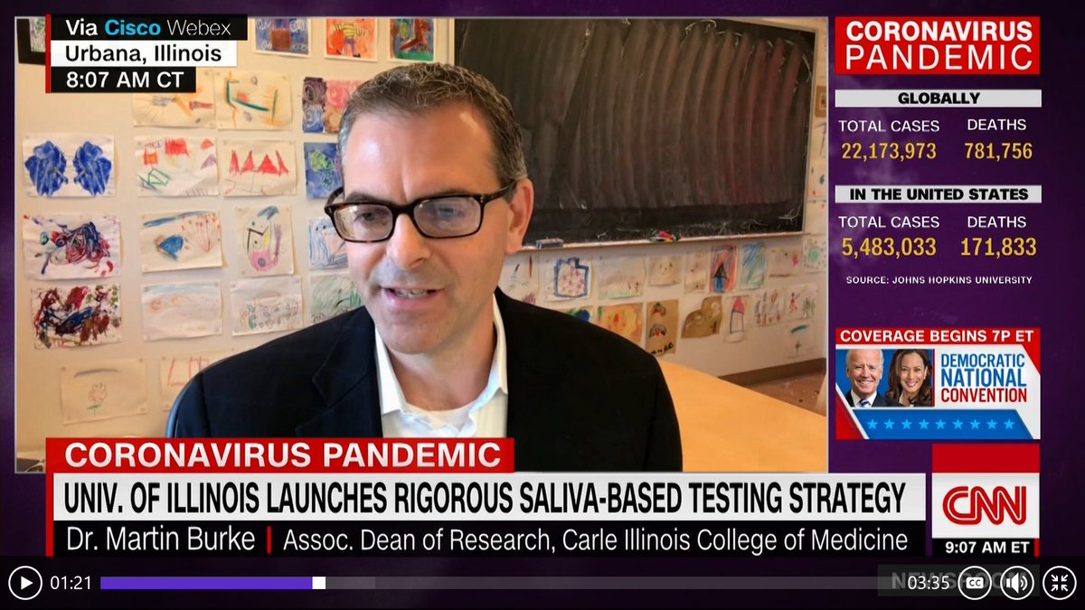 Want to stoke your <a href="/Illinois_Alma/">University of Illinois</a> pride? Check out <a href="/ILLINOISmed/">Carle Illinois Med</a>'s Marty Burke live on <a href="/CNN/">CNN</a> discussing our game-changing #COVID19 saliva test with @PoppyHarlowCNN. @Carle_org #PowerofI  f.io/clsZHzBx