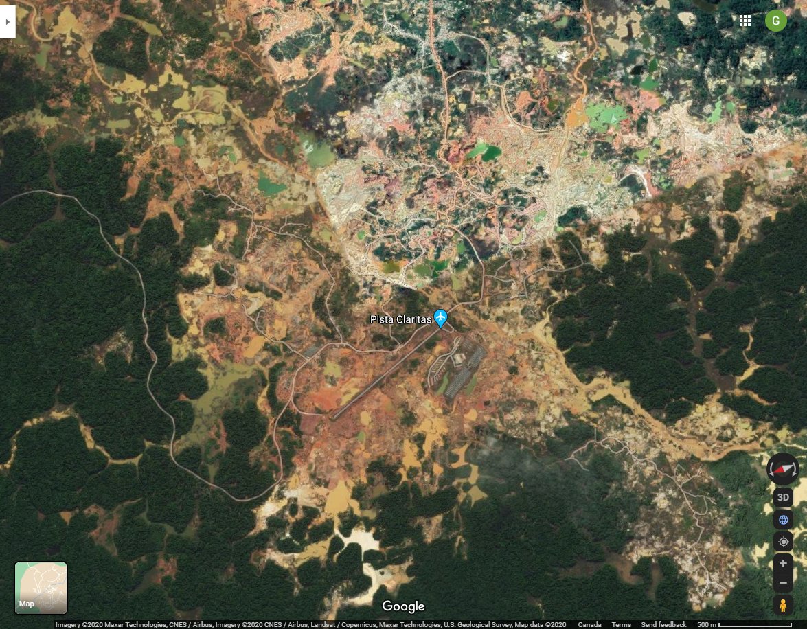 The Las Claritas mine in  #Venezuela is as unfun to see in-game as it is to see in satellite imagery (6.196861, -61.469819)  #MFS2020