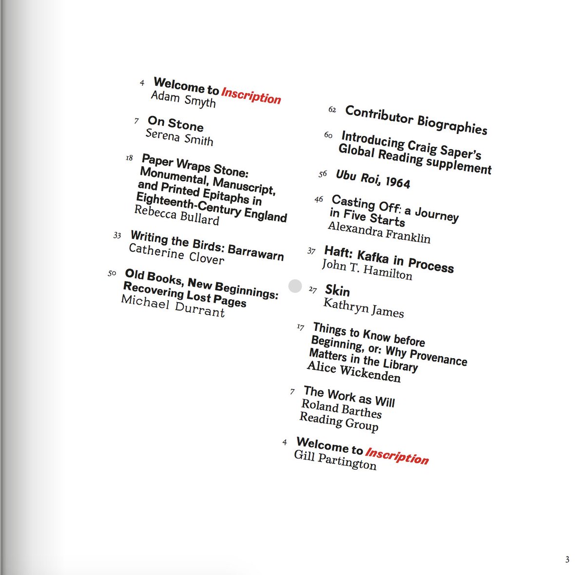 inscription_jnl's tweet photo. Contents page for issue one, out late September (with hole drilled through middle, poster, vinyl lp, and poetry supplement). https://t.co/tq0E79RsRS