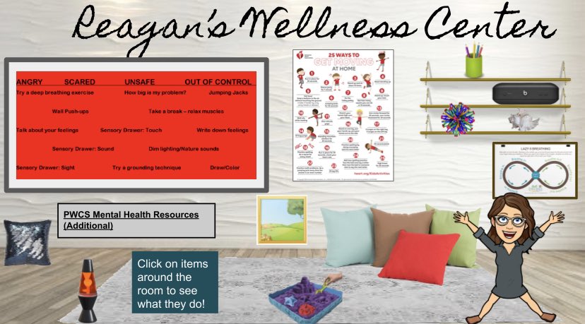 ms_korman's tweet photo. Thoughtful Thursday Part 2! The @ReaganMustangs Virtual Wellness Center is officially open! It will debut on Reagan’s website soon along with the accessible links! Thanks again to @MelissaGuardino for helping me build it!  #PWCScounseling https://t.co/KpcMPMJQr5