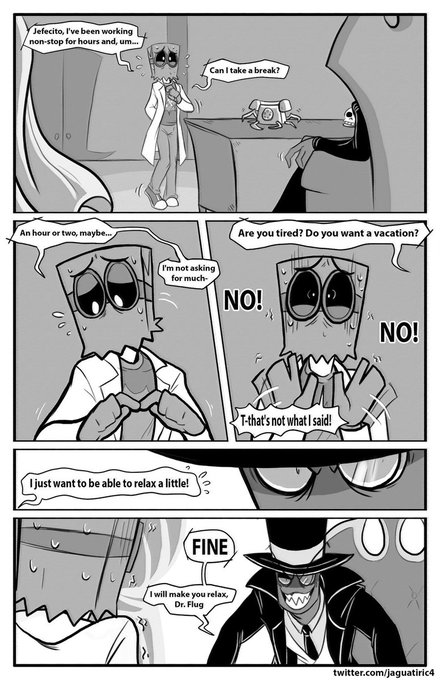 Jaguatiric4🔞 COMMISSIONS OPEN !! - BOI, god knows how much it hurt to redo a lost work. I'm not sure if it got better or worse, I can't even consult it because my old hard drive has melted😑 Take a Break - Page 03 #paperhat #villainous #comic #DrFlug #BlackHat #yaoi https://t.co/2ovQftbqrc