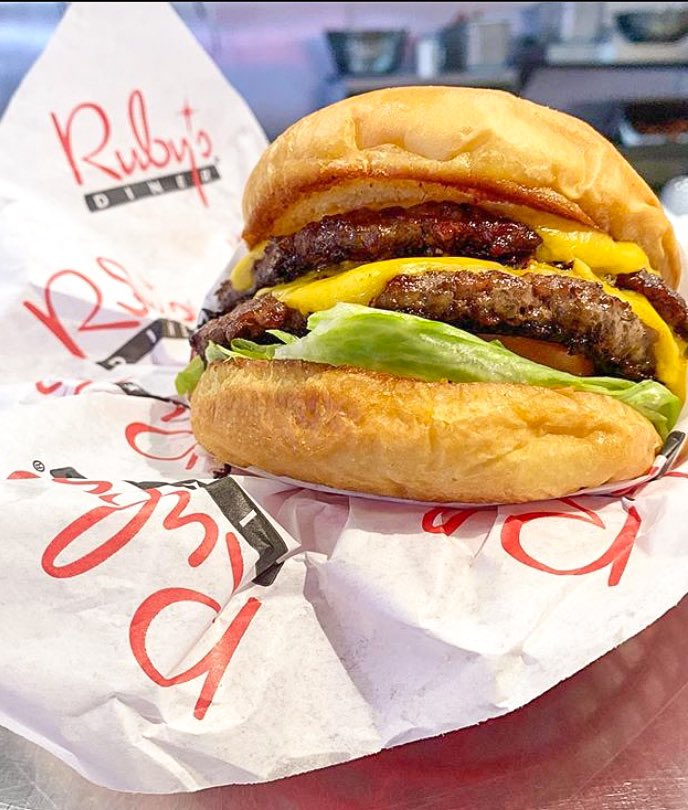 RubysDiner's tweet image. For the rest of this month, enjoy our double deluxe burger and fries for only $5.99! 🍔🍟 Available at select locations for patio dining, takeout and delivery. 

Order now: rubys.olo.express