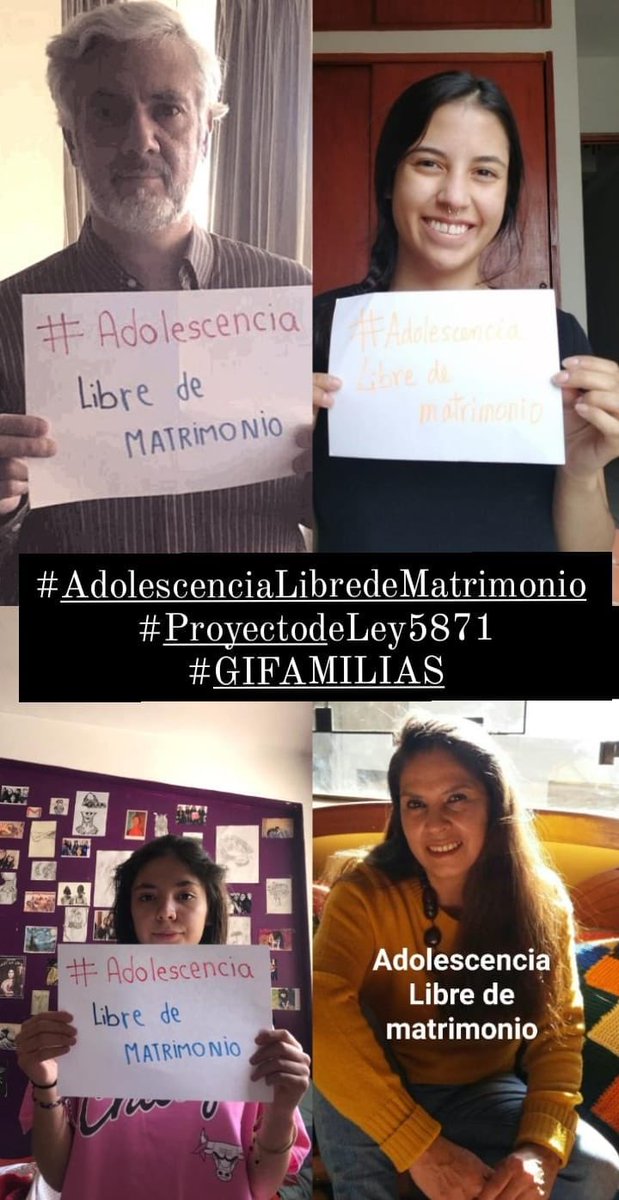 GIFAMILIAS's tweet photo. ♦️#GIFAMILIAS TE INVITA A UNIRTE A LA CAMPAÑA‼️ #AdolescenciaLibredeMatrimonio
¿Tú también te unes? Envíanos tu foto 🤍🔝💯
Aquí te dejamos el #ProyectodeLey5871 👇🏼👀 https://t.co/4M6jUyOMi6
#PlenoMujer
#AgendaMujer 💪🏿
#AdolescenciaLibreDeMatrimonio
#GIFAMILIAS
@arlettecontrers https://t.co/1QLn1i2xMi