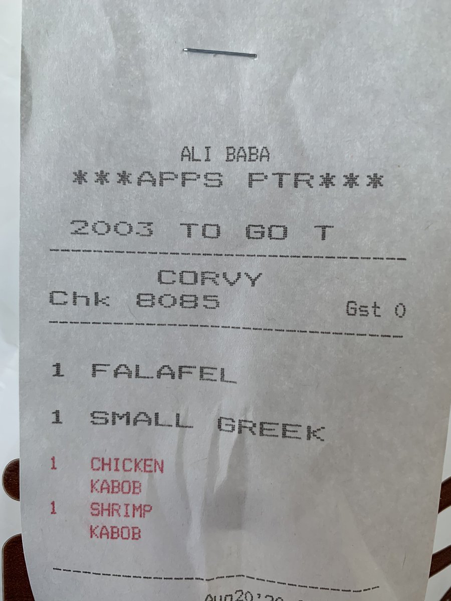 corbydavidson's tweet photo. Even my fav restaurant in town  can butcher my name. And this one I haven’t heard before . #Corvy #AliBaba https://t.co/kxy2yPBzPi