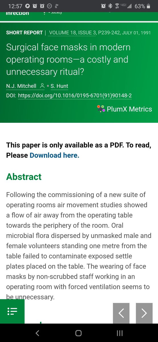 These findings where further supported by yet another article from 1991 titled:"Surgical face masks in modern operating rooms-a costly and unnecessary ritual?" https://www.journalofhospitalinfection.com/article/0195-6701(91)90148-2/pdf