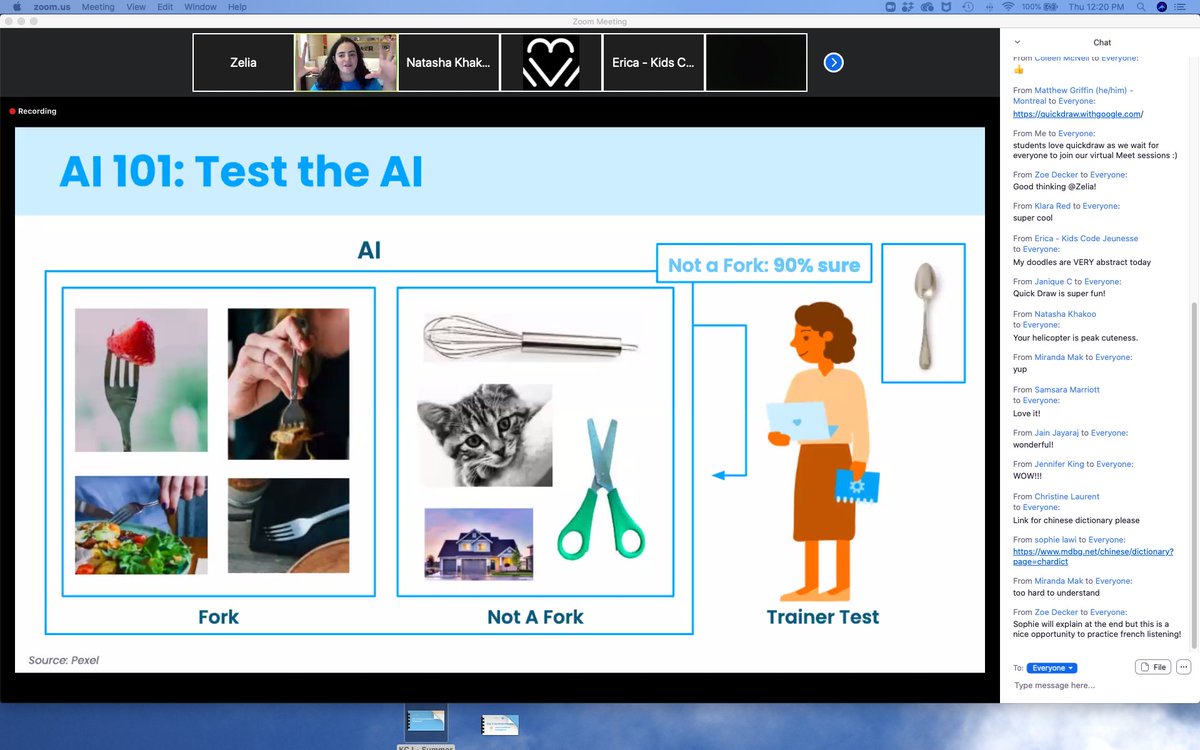 ZeliaMCT's tweet photo. #KCJSummerInstitute session day focussed on AI: teach AI how to learn how to see; where is AI found in our life, looking at the data collection
@KidsCoding with educators across Canada! #kids2030 #CanCode #CodeCreateTeach #PLN
๐https://t.co/GWnf726T9X
@AArslan2019 https://t.co/C3h0bQZj4f