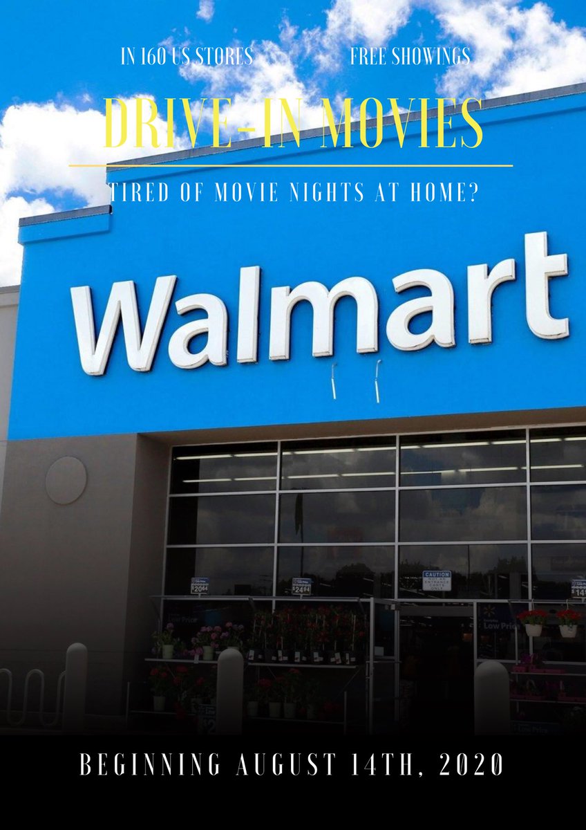 CRE NEWS — Beginning this week, <a href="/walmart/">Walmart</a> has announced they will be converting a portion of their parking lots into free drive-in theaters!

This change will be allocated to 160 of its US stores, and will be going on through October 21st of this year. 

#commercialrealestate