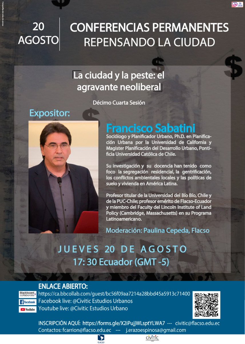 redcivitic's tweet photo. #RepensandoLaCiudad Francisco Sabatini trata el tema de la "Peste y Ciudad Neoliberal" HOY 20 ago en breve: 17:30 vía abierta https://t.co/wYgVAcniSL @fa https://t.co/TgJmtAJXxA