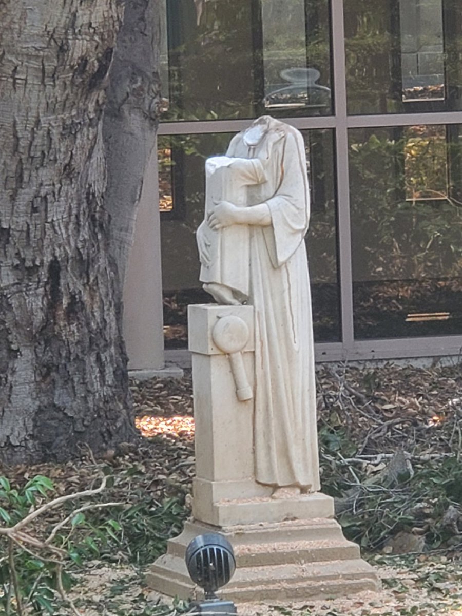 A falling tree branch decapitated Baby Jesus and St. Joseph in our Jesuit Community garden today, but it's not feeling ominous at all😱😳