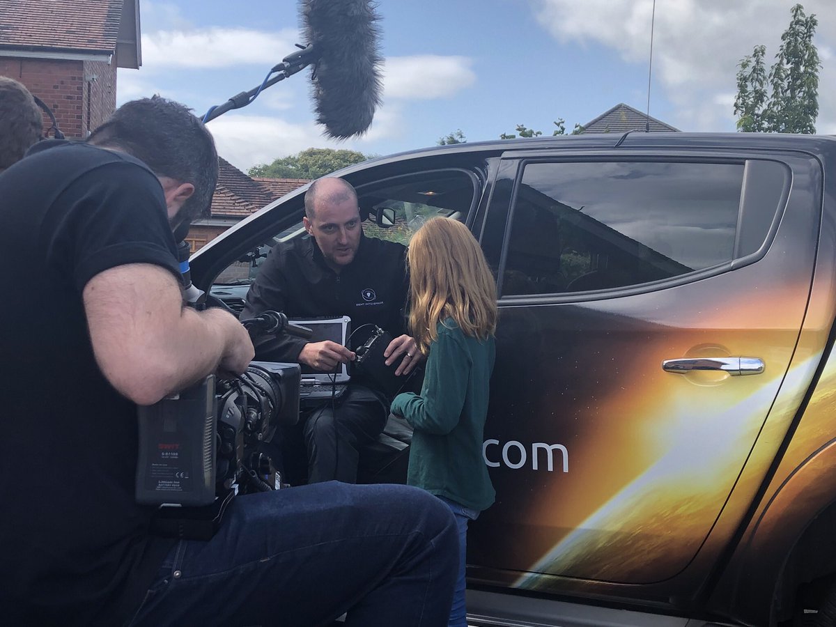 At around 35km high the balloon popped and it started to fall back down to Earth  We then drove across the country to track it down 