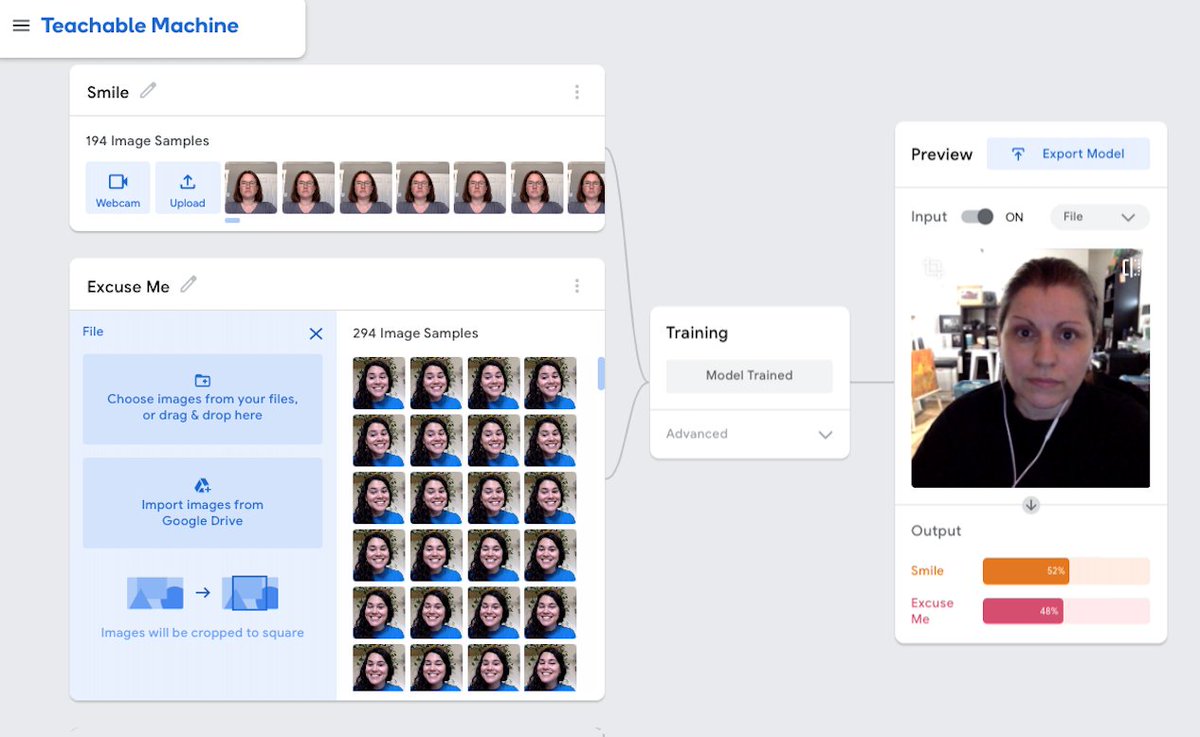 ZeliaMCT's tweet photo. #KCJSummerInstitute focus on AI: exploring Image Project and beginning to build a data set of "smile" and "angry"; bringing together data set from team members and training our machine to recognize us @KidsCoding #kids2030 #CanCode #CodeCreateTeach
๐ https://t.co/yba8d8gIPZ https://t.co/stCOW2WcmF