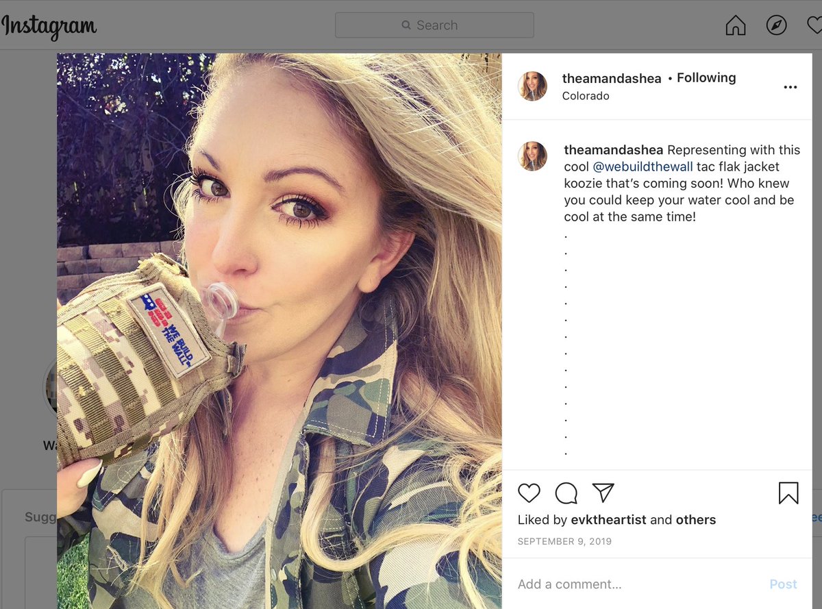 She reminds me of the MAGA women who promote themselves more than they promote their business.Here she is shilling some Build The Wall merchandis.2/