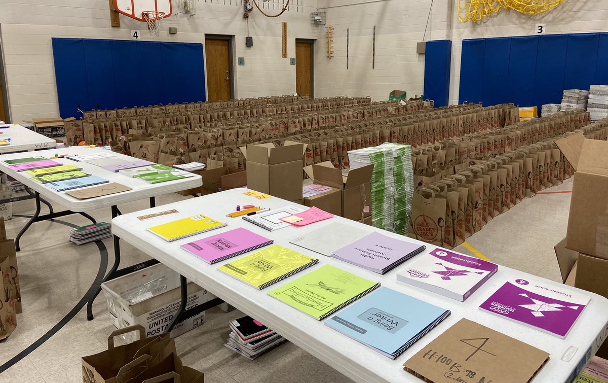 Getting student materials ready <a href="/WillowBrookElem/">Willow Brook Elem.</a> to send home for virtual learning! #distancelearning2020 #pattonvillestrong
