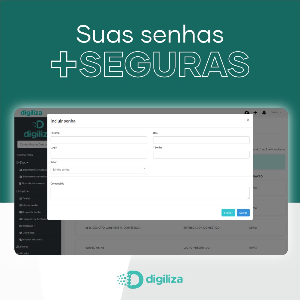 Além dos módulos de Gestão de Tarefas e Gestão de Documentos, a plataforma conta também com um espaço seguro para armazenar todas as senhas do escritório e dos seus clientes.
👉 https://t.co/DI3SIqaSvg
#senhas #contabilidade #contabilidadedigital #digiliza #contador https://t.co/wGv6UMQD8T