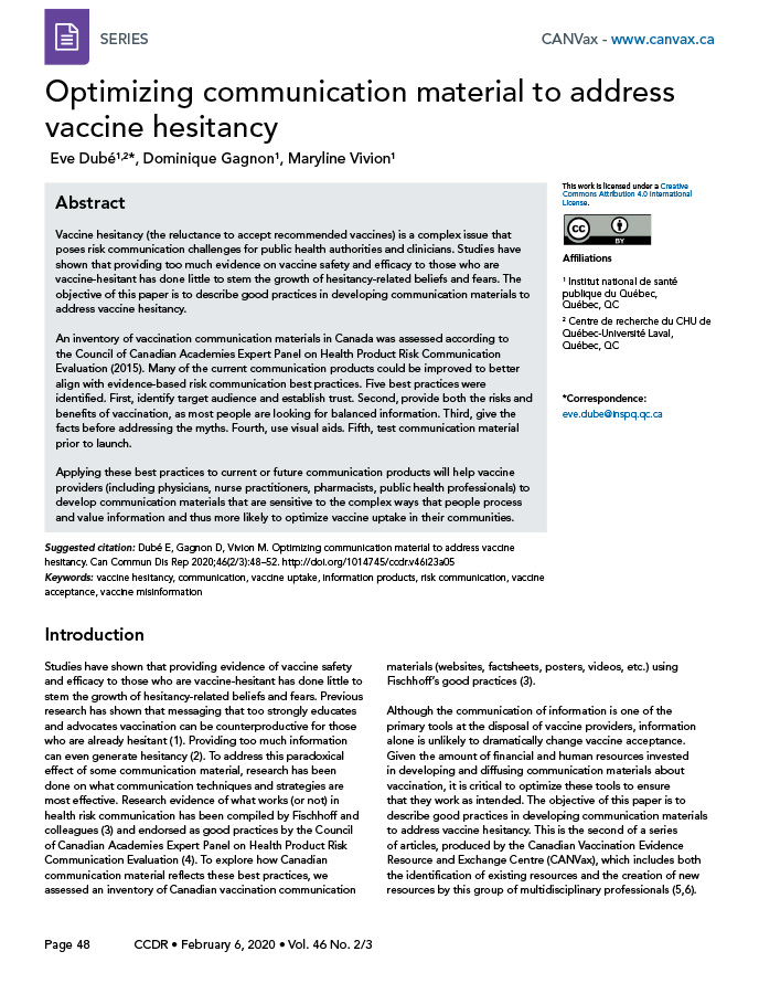ThisIsCANVax's tweet photo. 5 Best Practices for tailoring vaccination communication
1. Identify audience &amp; build trust
2. Provide risks &amp; benefits
3. Give facts➡️address myths
4. Visual aids
5. Test communication before use

🔗 https://t.co/cbZ3TPZpU7  

 @GovCanHealth #CCDReport #NIAM2020 #ivax2protect https://t.co/ca3E4G1FXO