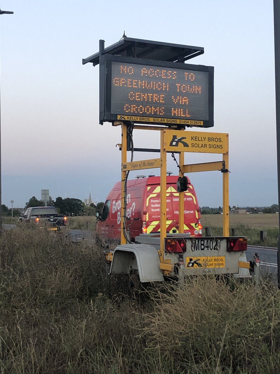 As part of an experimental traffic order, signage has been displayed on the A2 explaining there is no through traffic to Greenwich town centre via Crooms Hill  https://www.royalgreenwich.gov.uk/info/200266/roadworks_and_traffic/2075/greenwich_liveable_neighbourhood