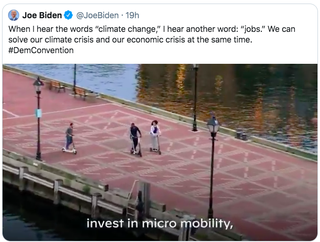 goswiftmile's tweet photo. Humbled and excited to be part of this panel of experts next week discussing @JoeBiden Clean Transportation 
plan with @dan_kammen @akchhabra Nili Gilbert, 
@MsKueppers #micromobility #DemConvention 
https://t.co/KoElykB8LD https://t.co/30rvugdAma