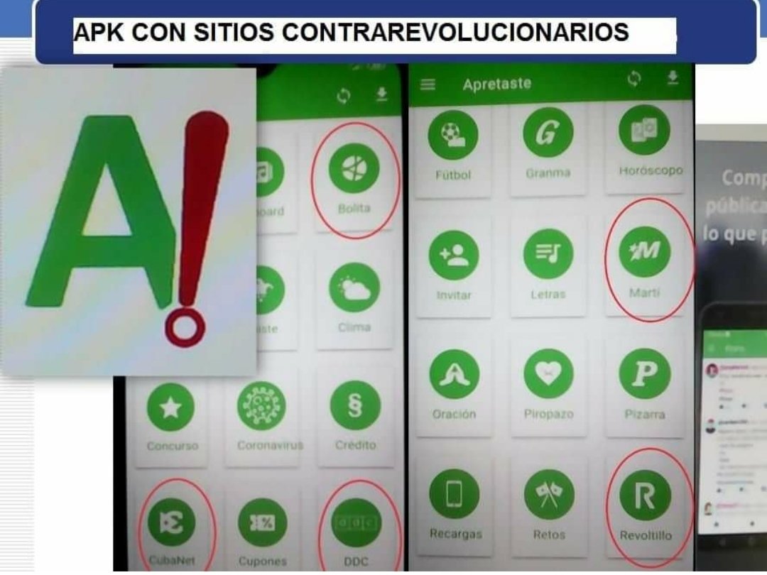 NapolesMagdiel's tweet photo. Mi gente está aplicación para Móviles APRETASTE la están divulgando en Cuba para promover la desinformación a través de estos sitios gusanos mentirosos como #CubaNet, #Marti, #Bolita, #Revoltillo y otros más.
#SomosContinuidad. https://t.co/tp17SS5JSh
