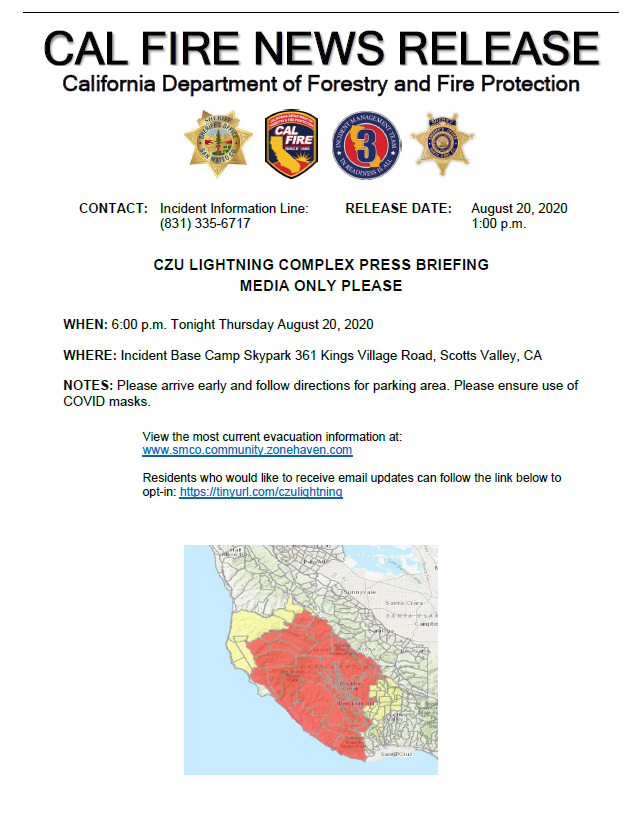 CAL FIRE CZU tweet media