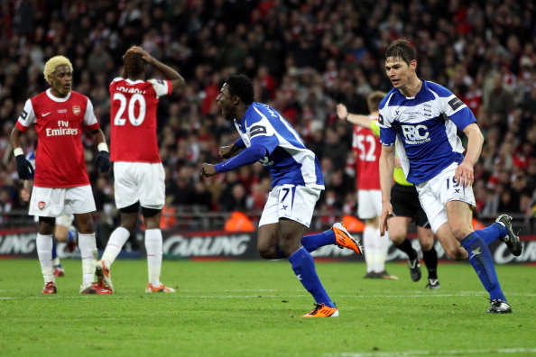 Birmingham score in the last minute to win the 2011 Carling Cup final over heavy favourites Arsenal.