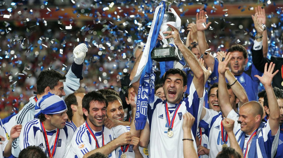 Greece defeat Portugal TWICE, France and Czech Republic to win Euro 2004 on their home soil.