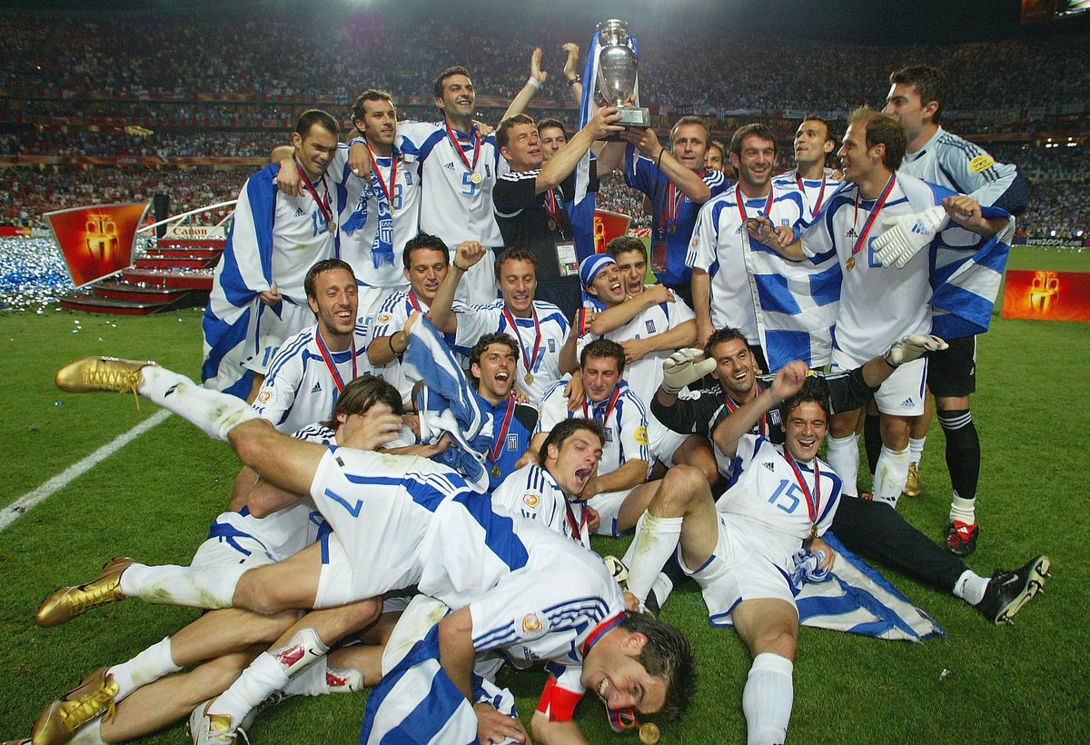 Greece defeat Portugal TWICE, France and Czech Republic to win Euro 2004 on their home soil.