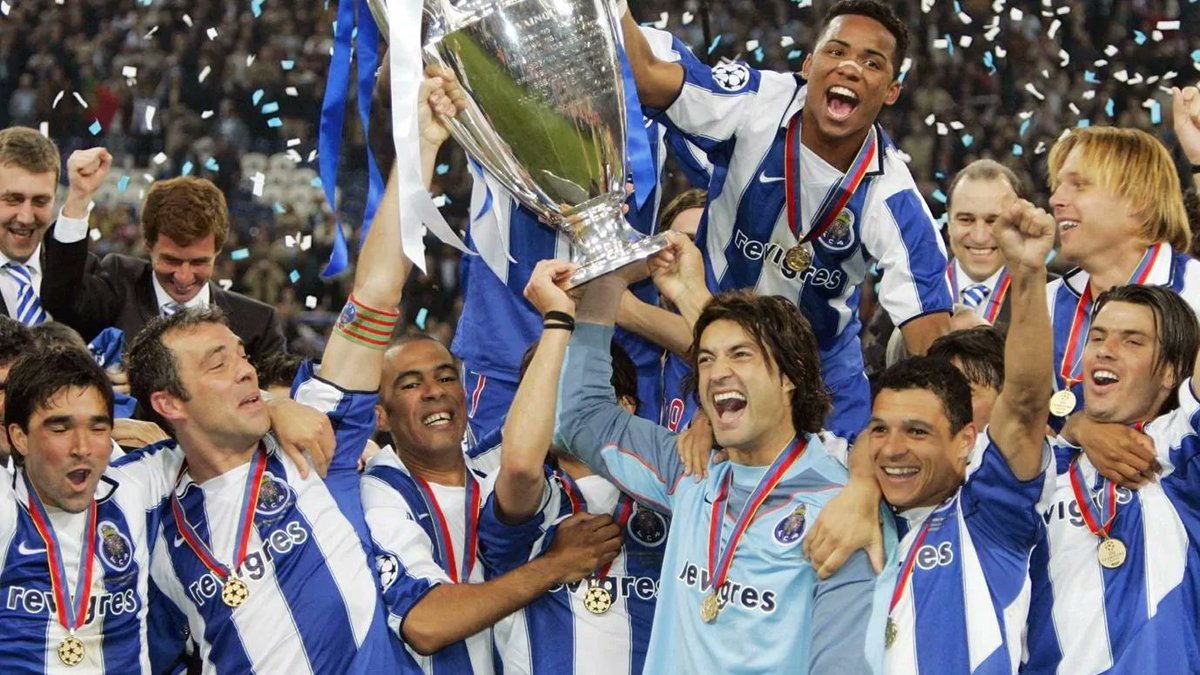 Porto win the 2004 Champions League:A season which put Mourinho on the map as a manager, Porto claimed the Portguese league title in 2004 and followed it up by shocking the world with a Champions League win, defeating Monaco in the final.