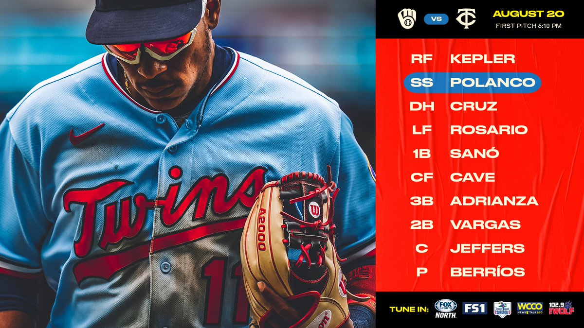 Twins's tweet photo. We look to bounce back tonight vs the Brewers! https://t.co/La7Ilusm6c #MNTwins https://t.co/cgrjTuML2Y