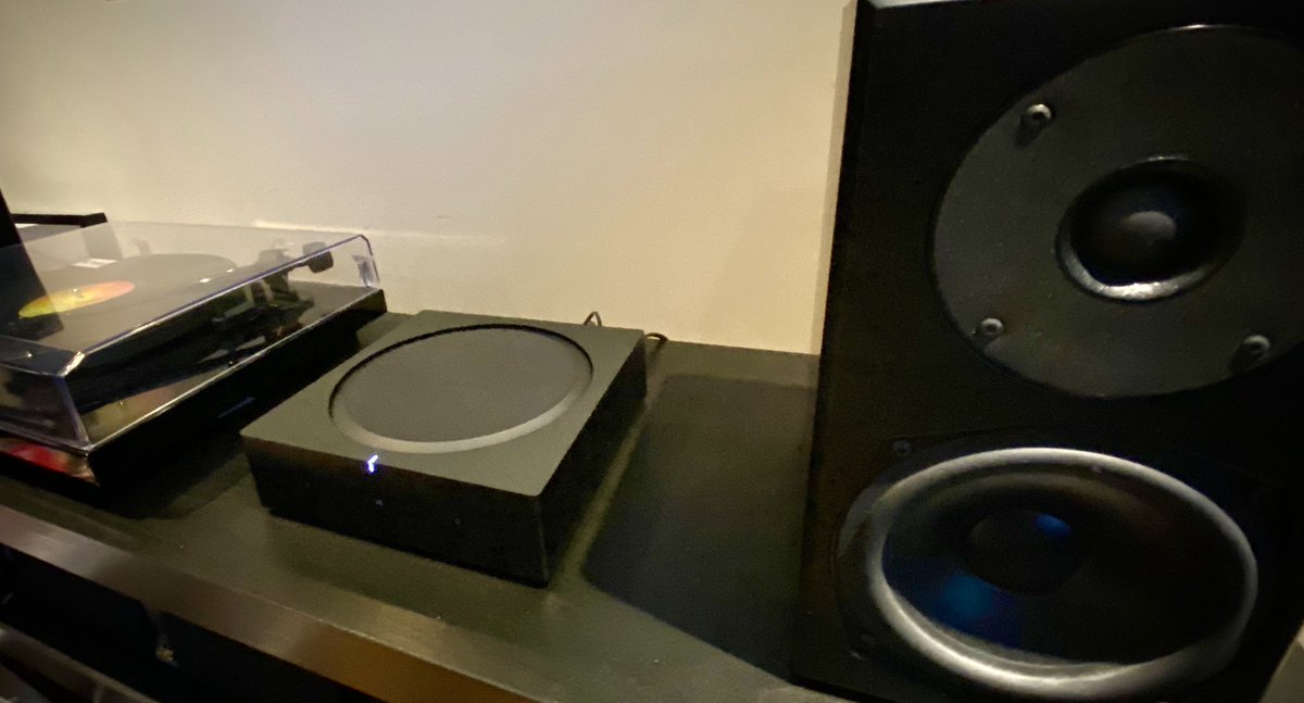 PhilBrisse's tweet photo. Less than 10 minutes to hook the @sonos Amp up, add my @totemacoustic Mite speakers, and turntable. Truly plug and play. The crackle, hisses, and pops of vinyl can now be heard throughout the house. #wireless #notwireless #sonos #totem #tooeasy https://t.co/ILK5uzbQ5T