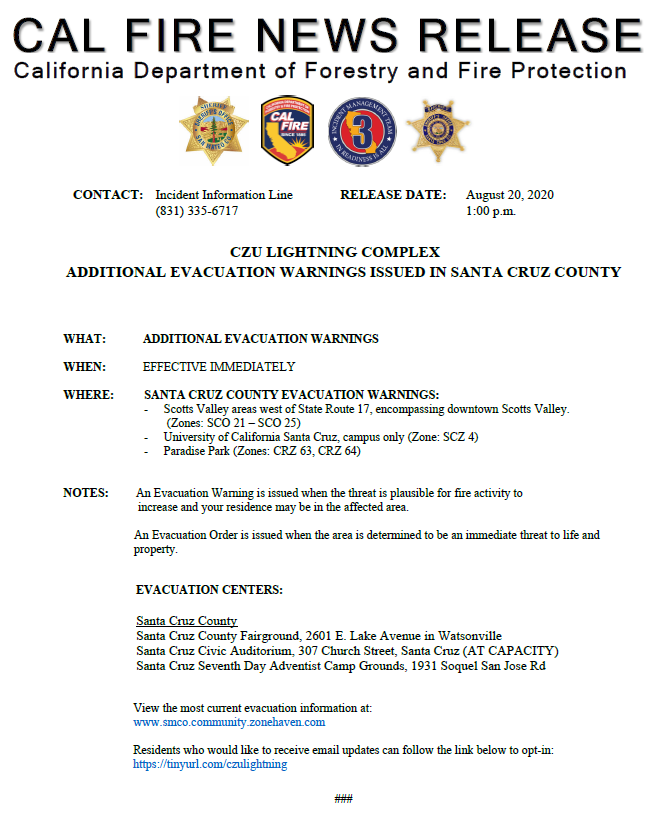 CAL FIRE CZU tweet media