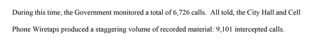 Ald. Burke's lawyers say the feds tapped Burke's cell phone from 5/15/17 until 2/10/18, what they call "the longest wiretap in the United States that concluded in 2018." In all, the feds recorded 9,101 calls from City Hall and the cell phone, they say.