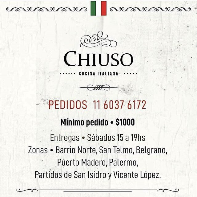 chiusoristo's tweet photo. Tomamos tu pedido ya y hacemos de tu finde una fiesta italiana. Date el gusto. https://t.co/pnic5fZJyF