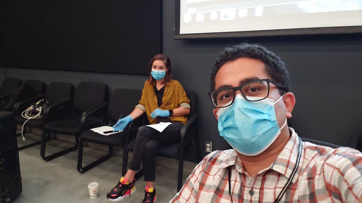 SIATSFU's tweet photo. SIAT researchers were back at the @EmilyCarrU Motion Capture Studio last week in the first case of return to research for #SFU. Dr. Philippe Pasquier &amp; colleagues are conducting a study where an AI/Machine Learning system is trained to reconstruct the skeleton of a VR user. https://t.co/4pKXfmKbvr