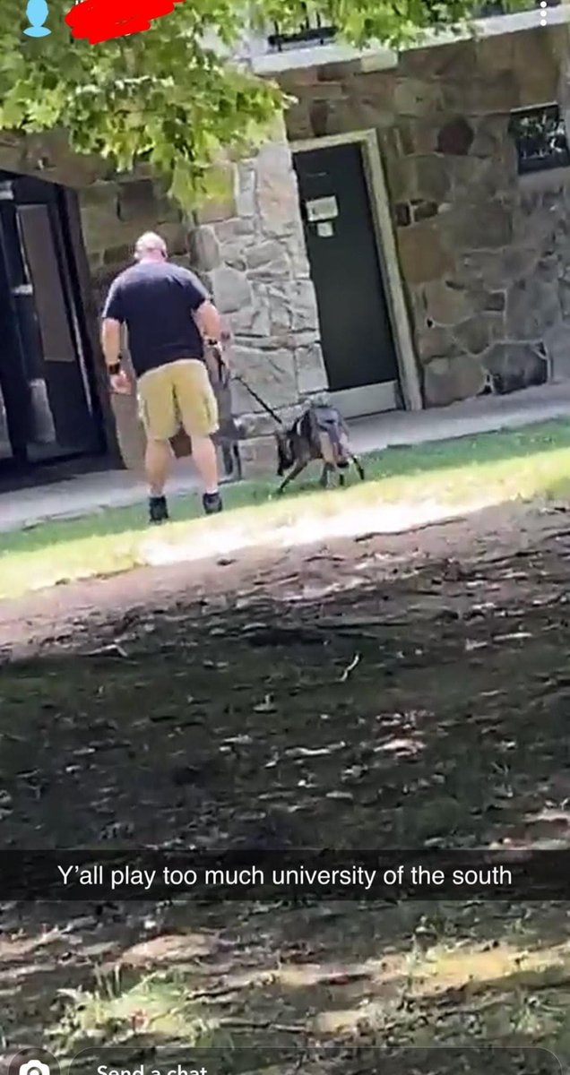 BustedByBrigety's tweet photo. @ReubenBrigety policies in action. Drug dogs are sweeping dorms and students are being hauled away as we speak. THIS MUST STOP. @univofthesouth #SaveSewanee #BrigetyMustGo https://t.co/brub0SuBUx