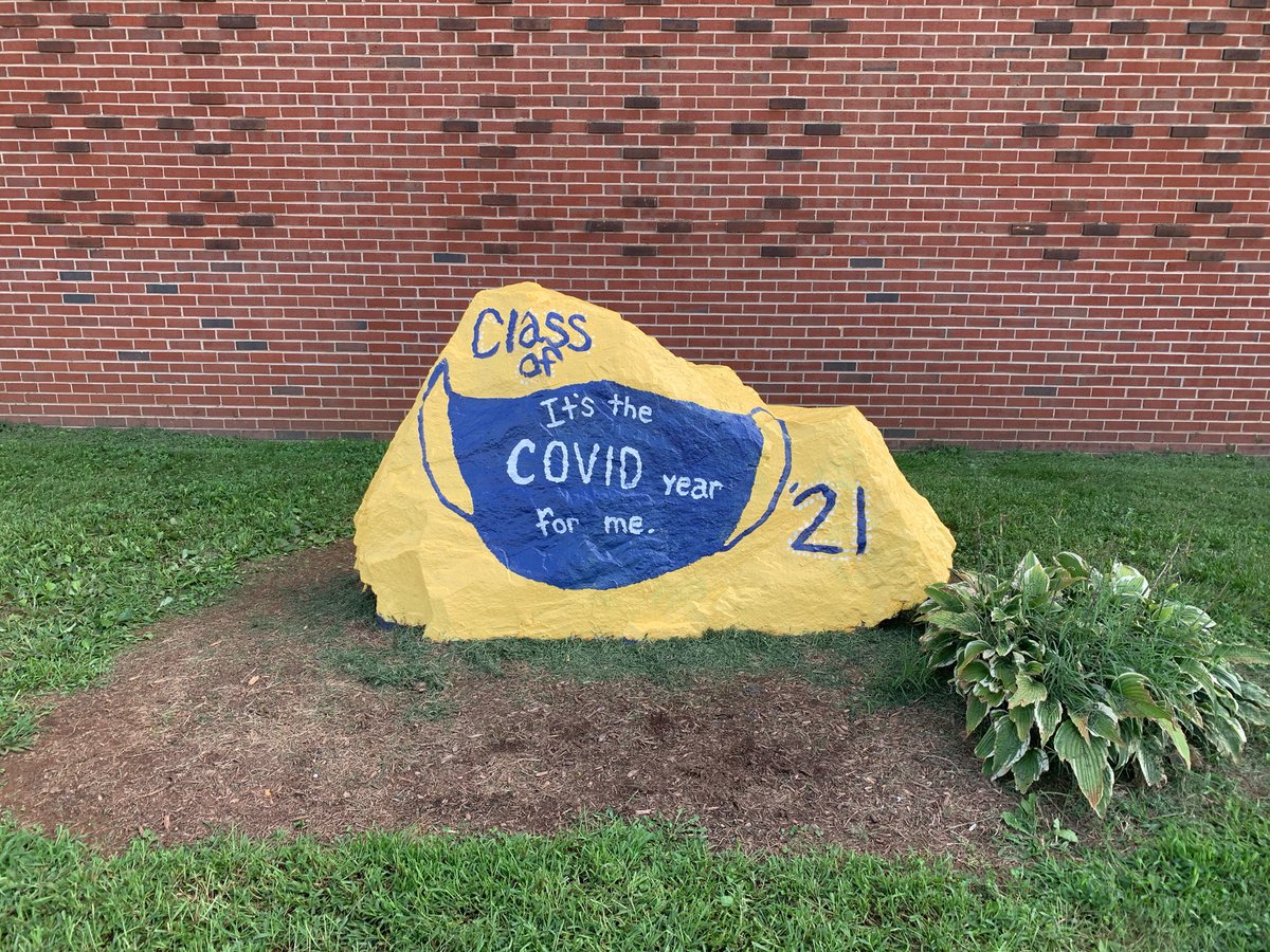 CchsPto's tweet photo. Senior Day = success! We had a great time seeing members of the Class of 2021 kick off the school year with a party. Seniors painted the senior rock, parking spots, and trash cans. The band performed too. All of this was done safely. #seniorleaders #BDP2… https://t.co/ujhfC5yiKZ