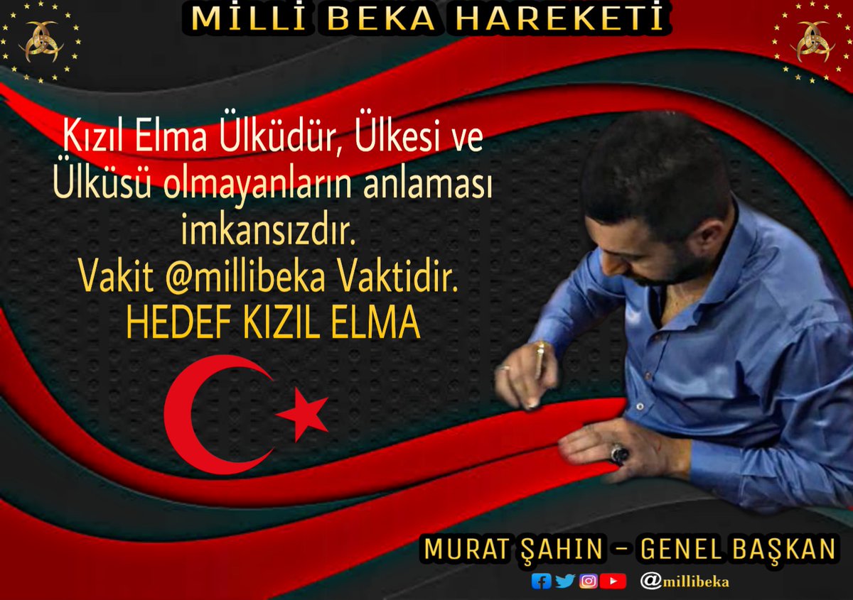 Kızıl Elma Ülküdür, Ülkesi ve Ülküsü olmayanların anlaması imkansızdır. 

Vakit <a href="/millibeka/">MİLLİ BEKA HAREKETİ 🇹🇷</a> Vaktidir. 🇹🇷☝️

HEDEF KIZIL ELMA
<a href="/muratsahin2023/">Murat Şahin</a> 
<a href="/MilliBeka003/">Milli Beka Hareketi</a>