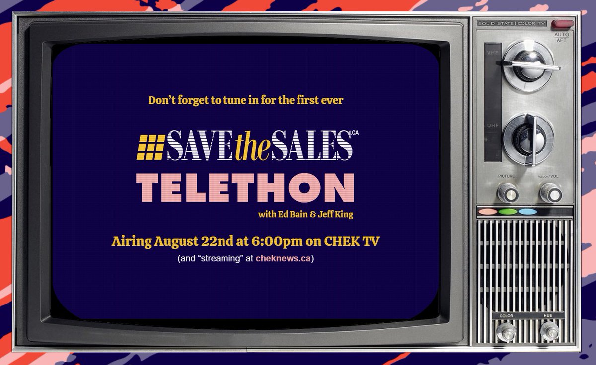 Throw it back to the '80 with us this weekend and catch our Save the Sales Telethon!

And check out what else is on in #downtownvictoria this week: Aug 21 - Aug 27 - mailchi.mp/downtownvictor…

#downtownyyj #yyjevents #dvba #yyjsupportlocal