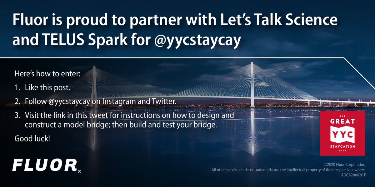 fluorcanada's tweet photo. @fluorcanada is proud to partner with @yycstaycay, @telus_spark and @letstalkscience for #YYC's largest ever scavenger hunt! Join in the fun before August 30 for a chance to win fantastic prizes from local businesses #yycgiveaway #yycevents #yycfamilyfun https://t.co/dpGwEdFbbd https://t.co/bJv6lxDhj6