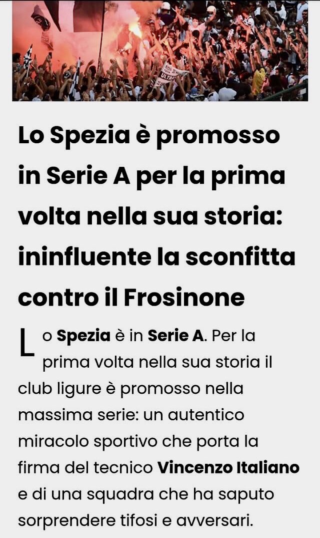 OrgoglioSP's tweet photo. Oggi si realizza il sogno di noi e dei nostri padri che per hanno vissuto la #CurvaFerrovia seguendo le #acquile in @Lega_B @SerieCOficial soffrendo per #rettrocessioni e #fallimenti. Grazie @acspezia ed #MrItaliano https://t.co/mRsg2Gii9x