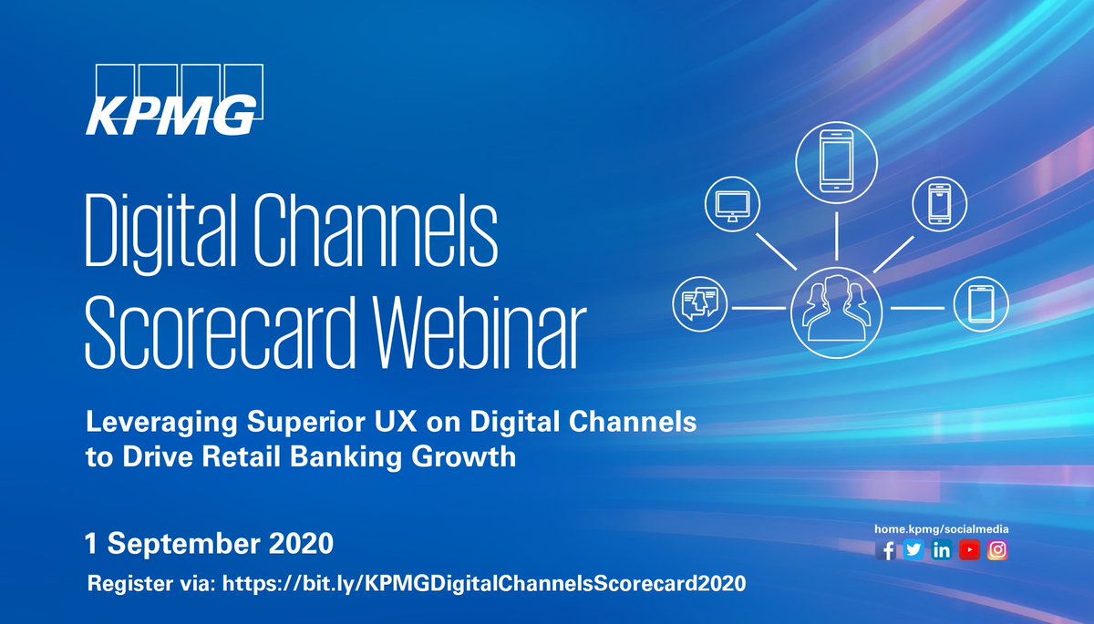 Join <a href="/KPMG_NG/">KPMG Nigeria</a> for an interactive online digital experience, themed: "Leveraging Superior UX on #Digital Channels to Drive Retail Banking Growth." Save the date for September 1 2020 by 9am (WAT). Register here: bit.ly/3hhLDDw.

#KPMGDigitalChannels #AI #UX <a href="/KPMGAfrica/">KPMG Africa</a>