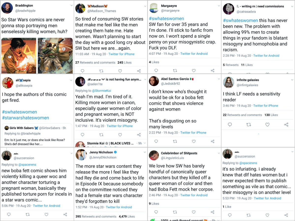 Dataracer117's tweet image. SJW's are freaking out over Marvel's Bounty Hunters #4 because Boba Fett killed a woman.

They're now traumatized saying Star Wars "hates women."