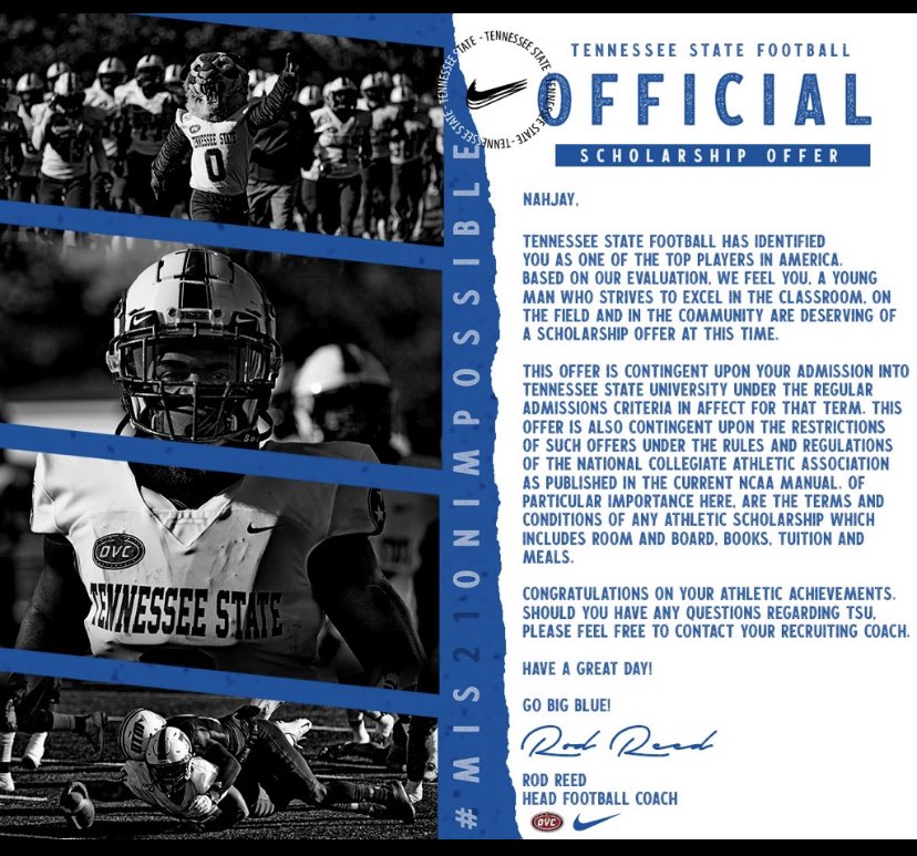 SFHS_Raiders's tweet photo. Congrats to Santa Fe Raider 2021 DL Najhay Calhoun @NajhayCalhoun on earning a scholarship offer from @TennStateFB https://t.co/3iXR0L3ShW