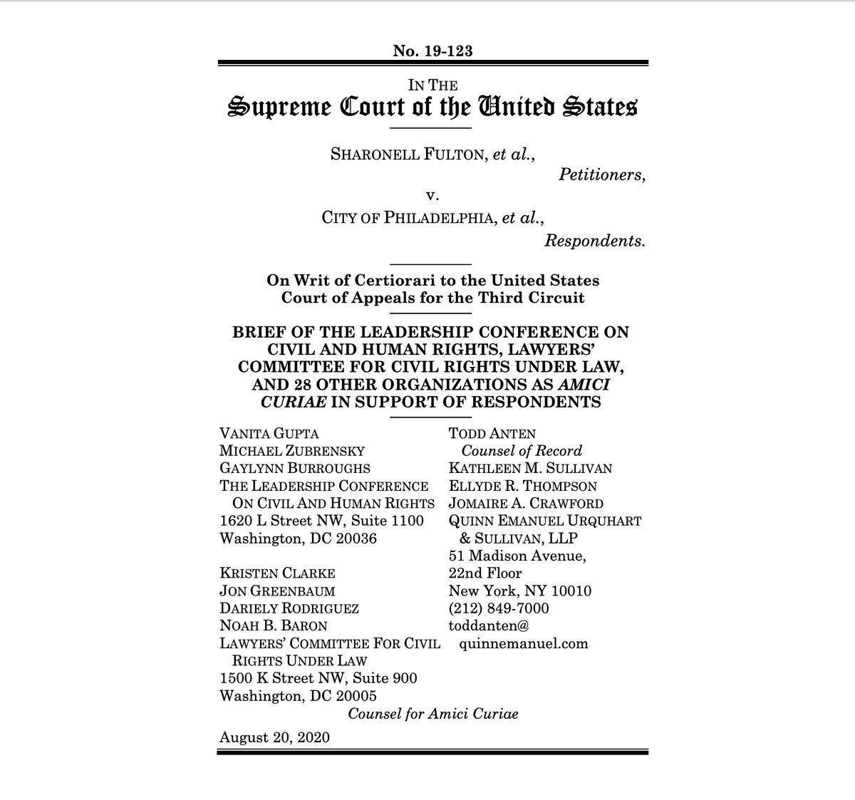 A screenshot of the first page of our amicus brief.
