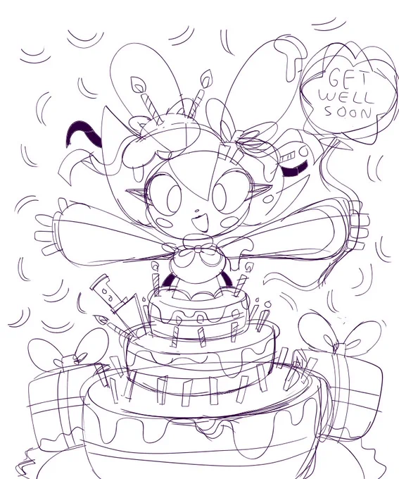 I don't do this often but...
As a bonus I wanna share the concept doodle and sketch for this piece! I tried really hard to get this out at a good time and did it in around 4 hours, it was fun but also super crazy! Lots of goofy details and so all over... 