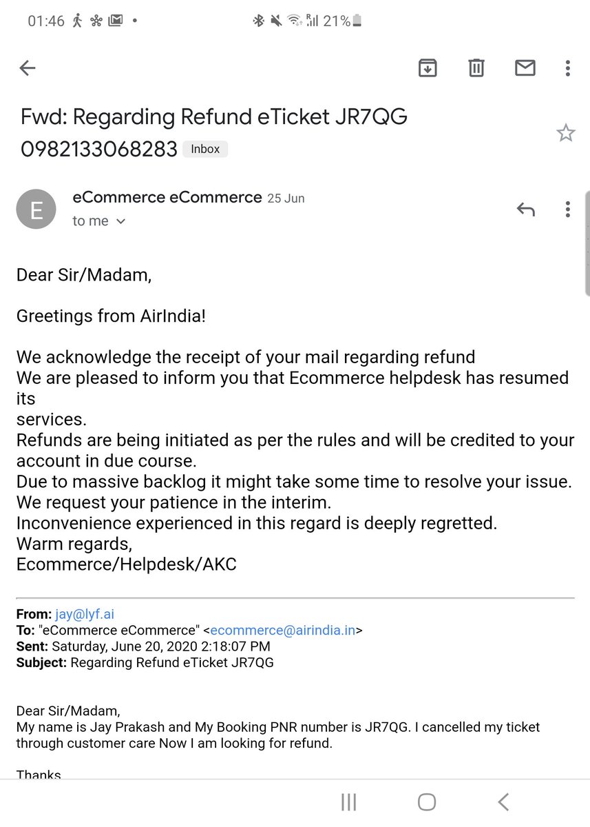 RunningMrJay's tweet photo. @airindiain Where is my money its more than 3 months and you guys are not responding.  If initiated then where is money. Can you please tell me https://t.co/YH1x180HOT