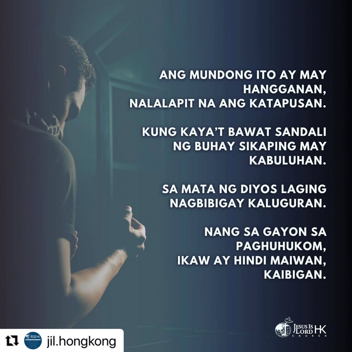 jilhongkong's tweet photo. Mamuhay tayo ng matuwid habang naghihintay sa Kanyang pagbabalik.
Purihin ang Diyos!

#iHope
#JesusIsLord
#OneInChristService
#ThankYouLordJesus
#HESUSDiyosNgHimala
#DakilangDiyos https://t.co/977s5GAZgp