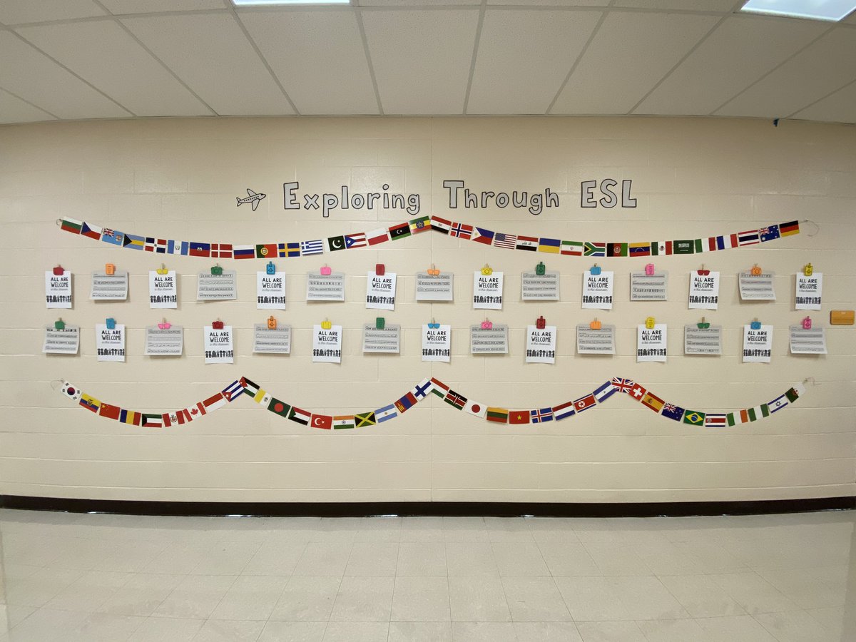 I’m excited to start my ESL teaching journey!! Looking forward to seeing all the wonderful work that we can display in our hallway. [All are welcome in this classroom!]