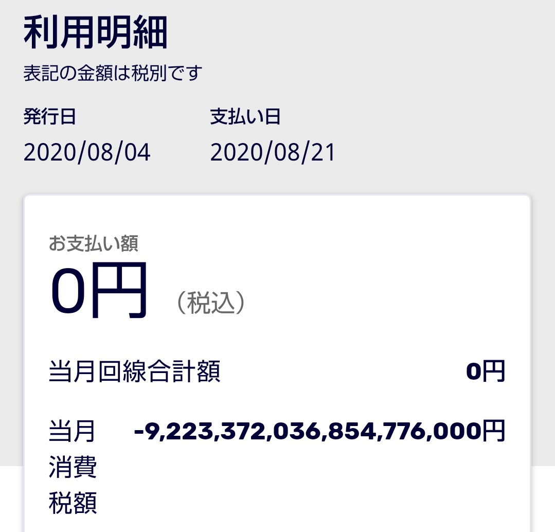 契約するだけで5000兆円もらえる 楽天モバイルで支払額が0円の場合の税抜きの利用金額に致命的なバグが発生 Togetter