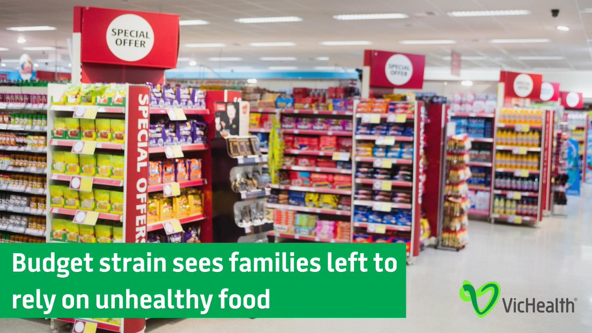 All families want their kids to grow up healthy. But new research shows #covid19vic budget pressures now leave 1/4 families no option but rely on cheap, unhealthy food to feed their kids — many going without food.

Gov't must take further action.

vichealth.vic.gov.au/media-and-reso… #auspol